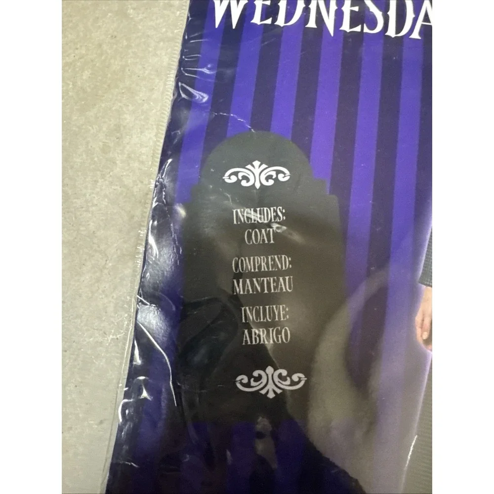 Rubie's Wednesday Addams Child Coat 7-8 Elastic Polyester Black Gray Halloween